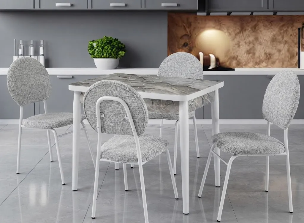 Pasifik Sihirli Masa İkon Metal Beyaz Sandalye