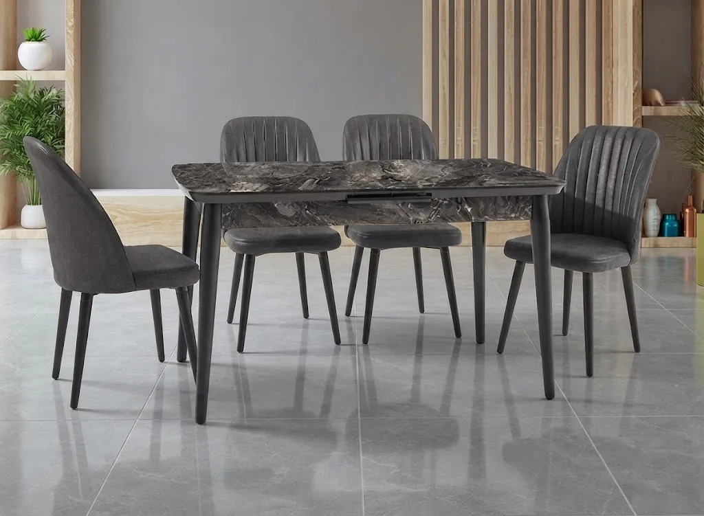Lak Granit Asos Masa Füme Ahşap Rüya Sandalye